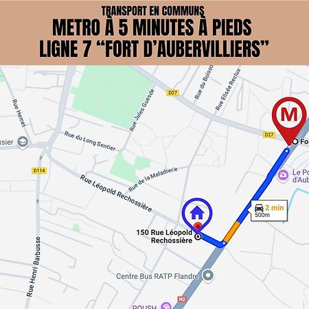 شقة Le Michigan - 10Mn From Paris - Metro Ligne 7 أوبارفيلييه المظهر الخارجي الصورة